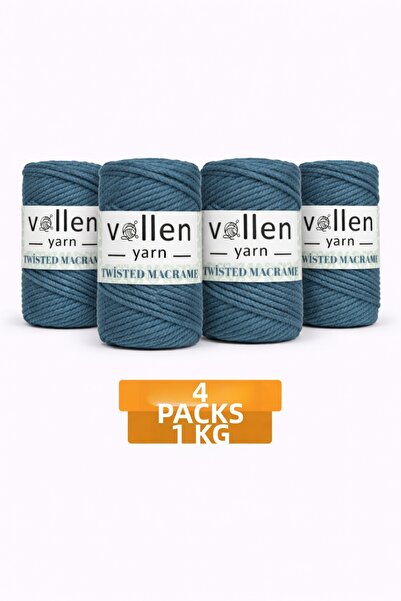 vollen yarn 1kg, Pack of 4, Premium 3-Ply Cotton Macrame Rope, Braided Rope, ...