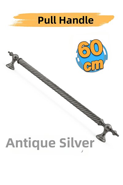 Badem10 Twisted Antique Silver 60 cm Steel Door Handle Sliding External Pull ...