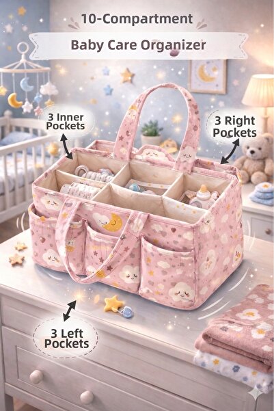 MorBebe Baby Patterned Portable Care Bag with Holder (PINK)