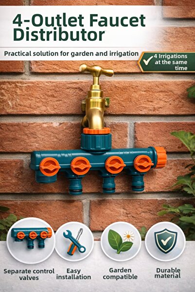 Binbirreyon 4-Outlet Faucet Connection Apparatus with Valve Compatible with 1...