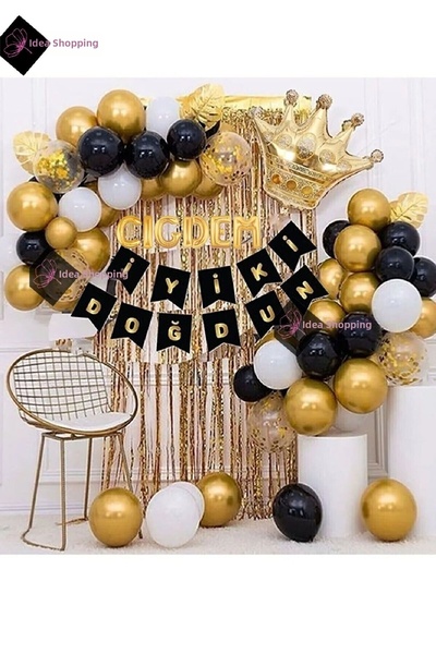 Bkmc 6 Letter Name King Crowned Balloon Chain Birthday Set Happy Birthday Bir...