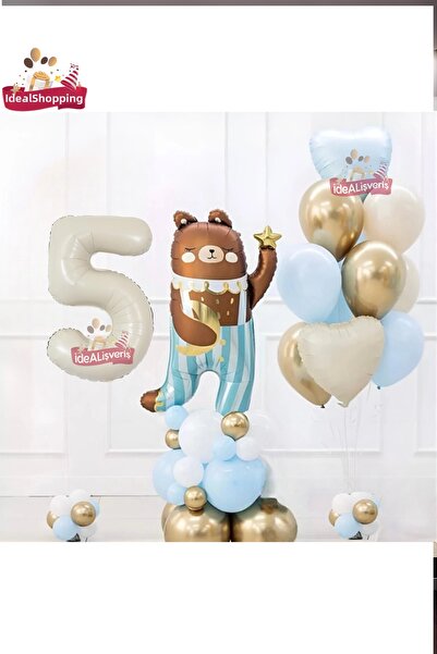 Laviyosa مجموعة زينة لحفلات أعياد الميلاد من CUTE TEDDY BEAR BEAR FOIL، 5 سنو...