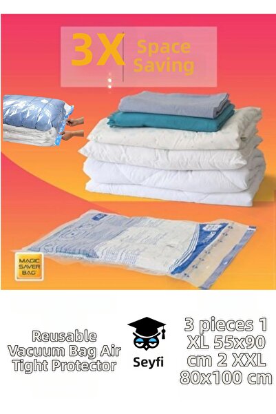 SEYFİKİRTASİYE SET DE 3 PACHETE REUTILIZABILE, ETANȘE LA AER, PENTRU CONSERVARE