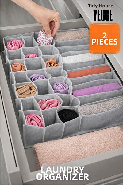 YEGGE 2 τεμάχια οργανωτής συρταριών με 31 θήκες, οργανωτής με κυψέλες και τσέ...