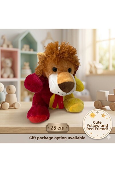 TRUST STORE Cute Plush Lion 25 cm Yellow Red Soft Toy