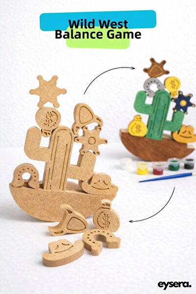 eysera Wooden Wild West Balance Game – Children's Coloring Activity & Hobby T...