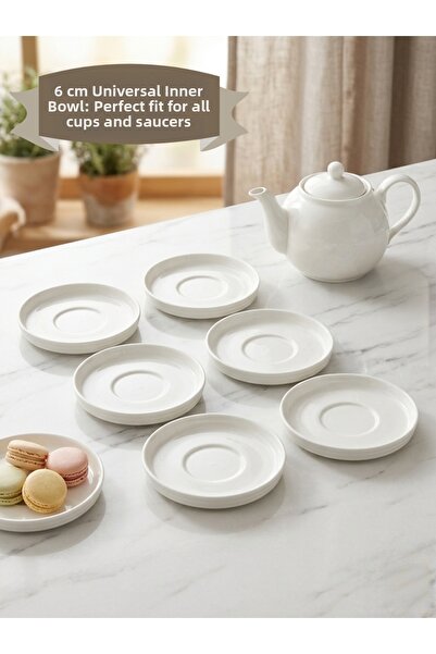 Le Paon 6-Piece Porcelain Tea and Coffee Cup Saucer Set 13 cm - 6 cm Modern P...