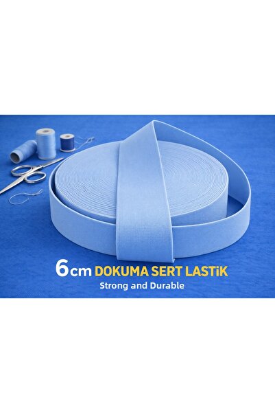 İMREN AKSESUAR Țesătură rigidă de culoare albastru deschis, 6 cm, elastic rez...