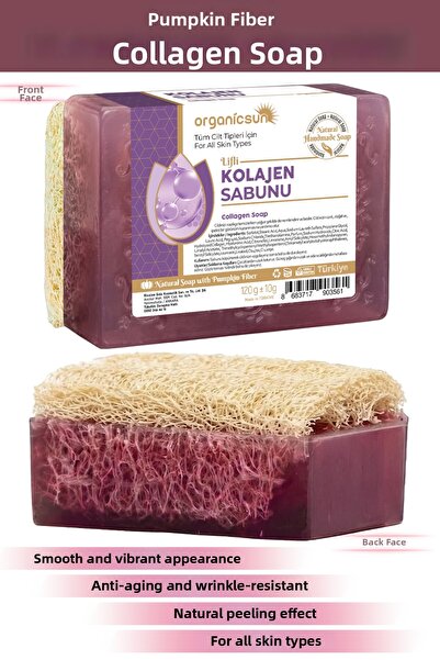 Organicsun Natural Pumpkin Fiber Collagen Soap 120 Gr - All Skin Types - Anti...