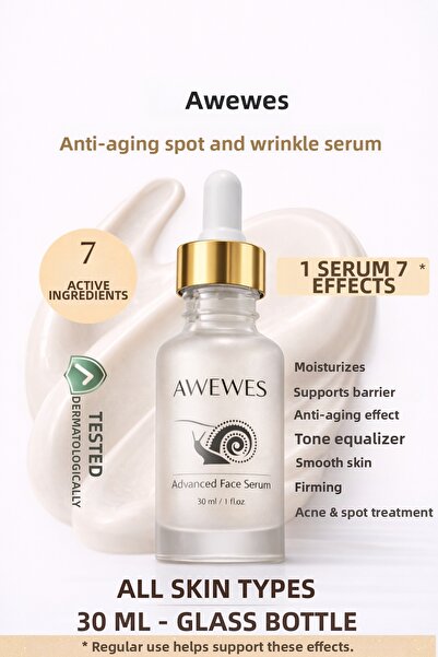 awewes مصل الوجه المضاد للشيخوخة والعيوب مع خلاصة الحلزون - النياسيناميد - ال...