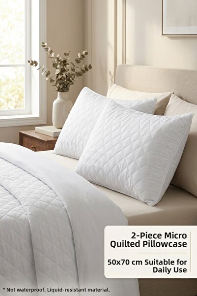 Morlay 2 Pieces of Cotton Micro Quilted Pillow Covers 50X70 cm Soft Textured ...