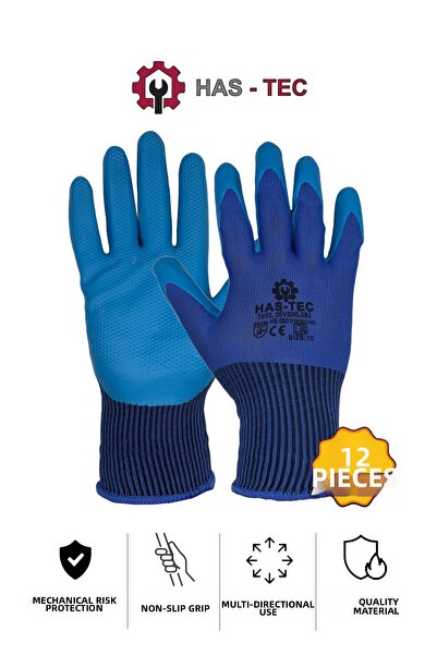 HAS-TEC Komfort Gloves 12-Pack |   Mechanical Risk Protection, Anti-Slip Grip...