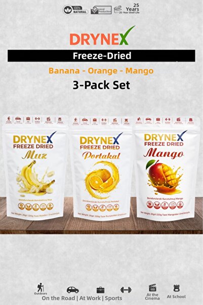 DRYNEX 3-Piece Fruit Set (Banana, Orange, Mango) |   Sugar-Free Natural Snack...