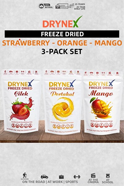 DRYNEX 3-Piece Fruit Set (Strawberry, Orange, Mango) |   Sugar-Free Natural S...