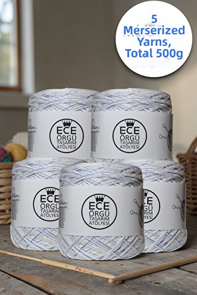 Ece Örgü Tasarım Atölyesi Λευκό, πολυστρωματικό, ιταλικό, μερσεριζέ νήμα πλεξ...