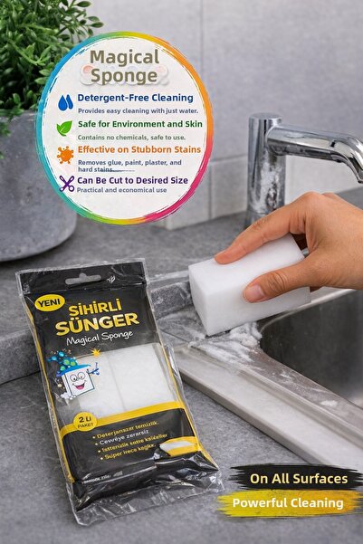 Open Home Concept Set of 2 Magic Sponges Detergent-Free Cleaning Sponge Stubb...