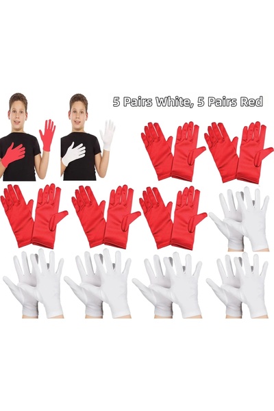 Kanonik Education Σετ παιδικών γαντιών επίδειξης – 5 ζευγάρια λευκά &amp;   5...