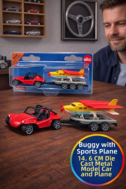 TOYFEST Siku Buggy Pull-Along Sport Plane with Trailer Model Car Toy Metal Di...