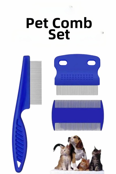 TeknoKapsül Pet Lice Comb Set Set of 4 with Stainless Steel Blades
