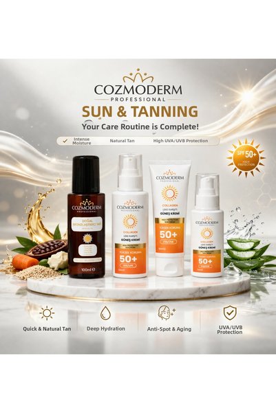 cozmoderm 50+ كريم الشمس + زيت البرونز الطبيعي 100+100 مل