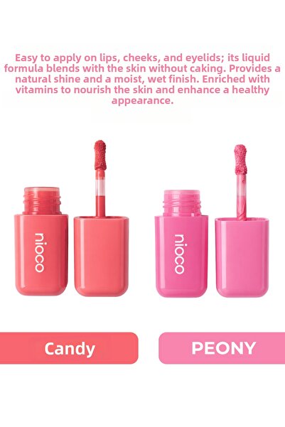 NİOCO Liquid Blush Set of 2 |   Lipstick & Eyeshadow |   Permanent High Pigmented |   Pink-Peach