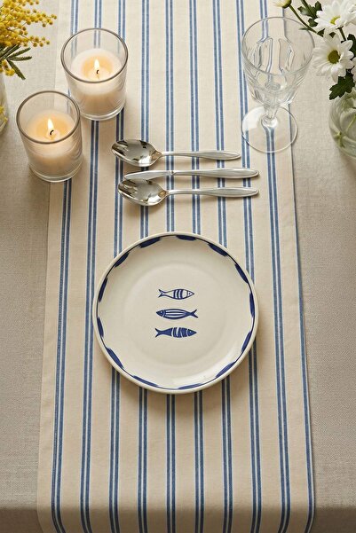 TRENDYOLMİLLA HOME Blau gestreifter Läufer 45x140cm TPHSS26RUN00004