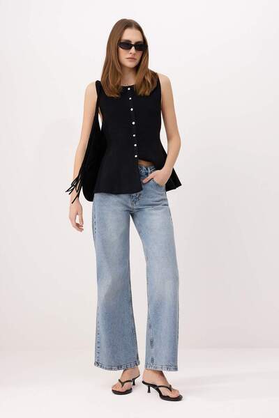 Trendyolmilla  Açık Mavi Normal Bel Az Esnek Wide Leg Uzun Boy Jeans TWOSS26JE00151
