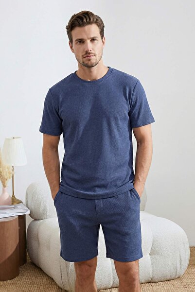 Συλλογή Trendyol Μπλε Σετ Φόρμας με Ανάγλυφη Υφή 3 Τεμαχίων Κανονικής Εφαρμογ...