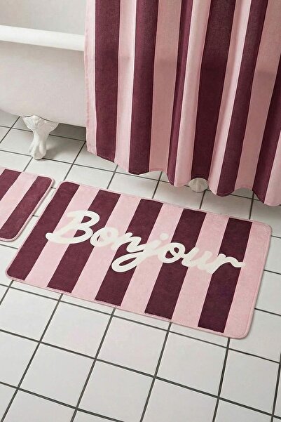 TRENDYOLMİLLA HOME 2-Pack Striped Digital Print Pack Non-Slip Underlay Pack B...