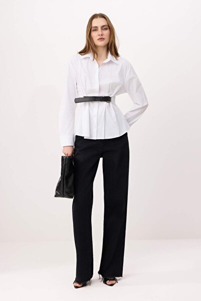 Συλλογή Trendyol Πλισέ πουκάμισο με λευκή λεπτομέρεια από συνθετικό δέρμα TWO...