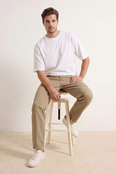 Kolekce Trendyol Béžové volné džíny/široké džíny s volným střihem TMNAW24JE00027