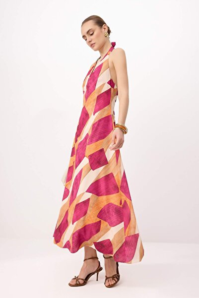 Trendyol Collection Rochie multicoloră cu imprimeu geometric cu decolteu în V...