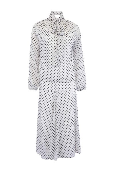 Trendyol Modest Λευκό Πουά Υφαντό Σετ Εσωρούχων - Εξωτερικό Σετ TCTSS26US00061