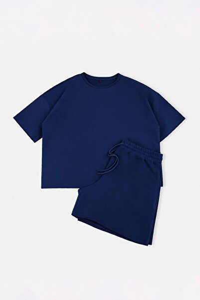 Trendyol Curve Navy Blue Oversize/Wide Fit Comfortable Plus Size Knitted Shor...