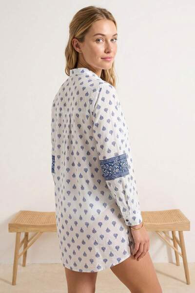 Trendyol Collection Ethnic Patterned Woven Maxi Regular 100% Cotton Beach Shi...