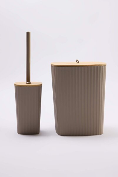 TRENDYOLMİLLA HOME 2-teiliges Badezimmer-Set mit Bambusabdeckung zum Aufhänge...