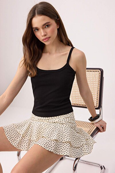 Trendyol Collection Black Fitted/Bodycon Pool Collar Thin Strap Sleeveless Co...