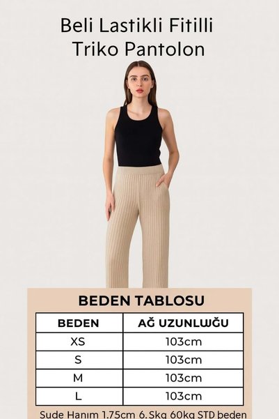 Generic Brand Women's Winter Relaxed Fit Wide-Leg Comfort Elastic Waist Knit Pants