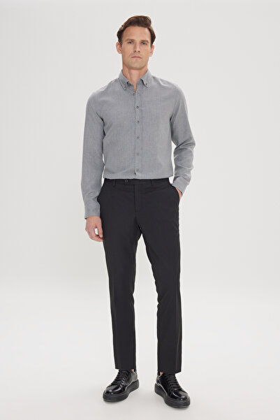 AC&Co / Altınyıldız Classics Erkek Siyah Slim Fit Dar Kesim Esnek Klasik Pantolon