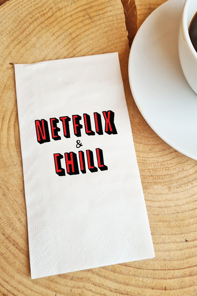PEKSHOP العرض التقديمي منديل ورقي مع Netflix & Chill مكتوب