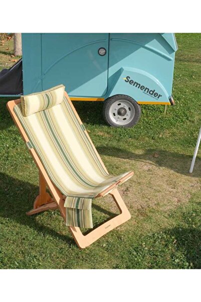 SEMENDER Outdoor Ayarlanabilir Kamp Şezlongu Yeşil Çizgili