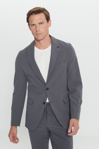 ALTINYILDIZ CLASSICS بدلة رجالية أنثراسايت بقصة ضيقة وياقة متوافقة مع الخصر