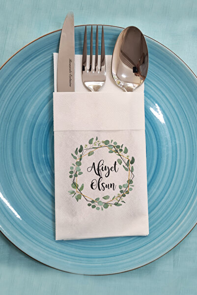 PEKSHOP منديل تقديم مصنوع من قماش الأوكالبتوس الذهبي مع كتابة بالهناء والشفاء