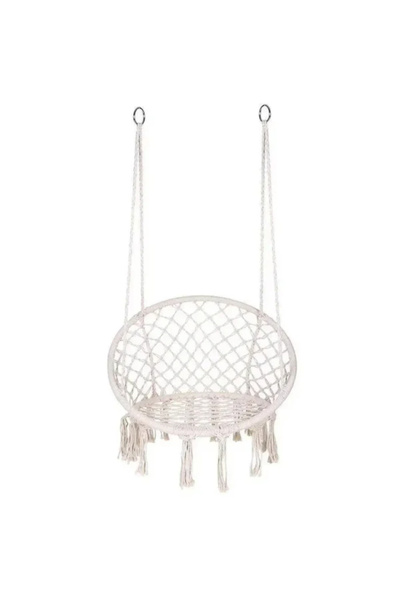 OEM Κρεμαστή κούνια για βεράντα, αυλή ή κήπο, 80 x 60 εκ., 120 κιλά, Μπεζ