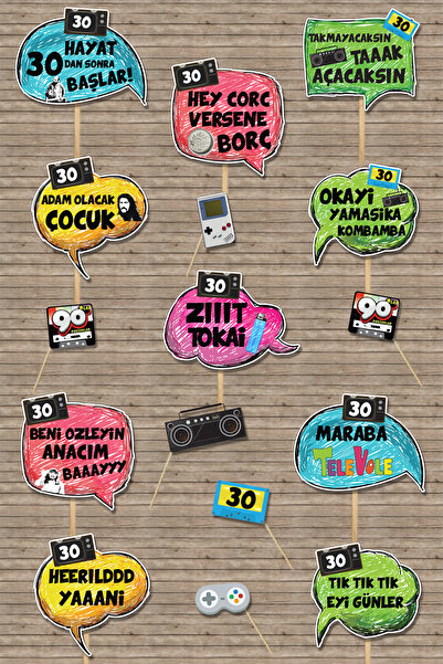 PEKSHOP 30 Yaş Doğum Günü Konuşma Balonları, 90lar Konsept
