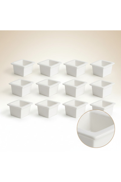 SQUALO طقم 12 زبدية صوص بورسلان مربعة 9 سم – لون أبيض للتقديم