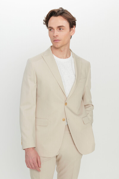 AC&Co / Altınyıldız Classics Ανδρικό μπεζ Slim Fit Slim Fit Κοστούμι με κάλυμ...