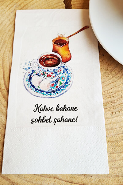 PEKSHOP Sunum Peçetesi - Kahve Bahane Sohbet Şahane Sunum Peçetesi