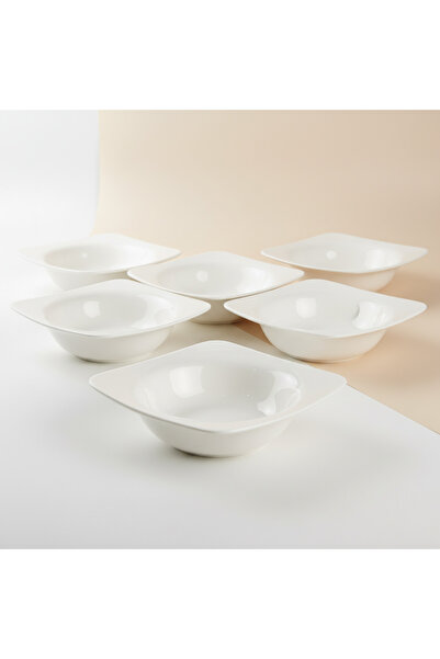 SQUALO طقم 6 زبدية بورسلان دائرية 17 سم – لون أبيض للتقديم اليومي