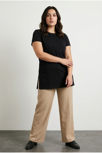 uniq store Футболка з короткими рукавами та розрізом, з лайкри, бавовни та ко...